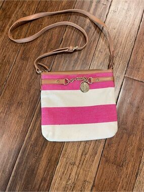 Tommy Hilfiger Striped Canvas Crossbody Shoulder Bag